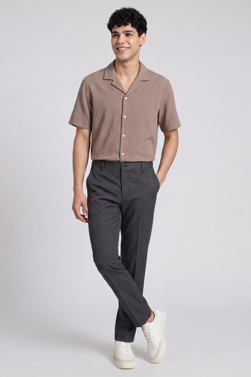 Charcoal Slim Fit Formal Trouser With 2 Pocket for Men - Image 6