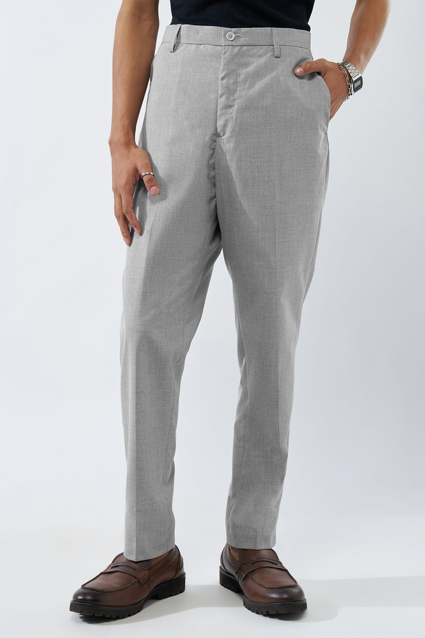 Grey Melange Carrot Fit Trouser for Men - Image 2