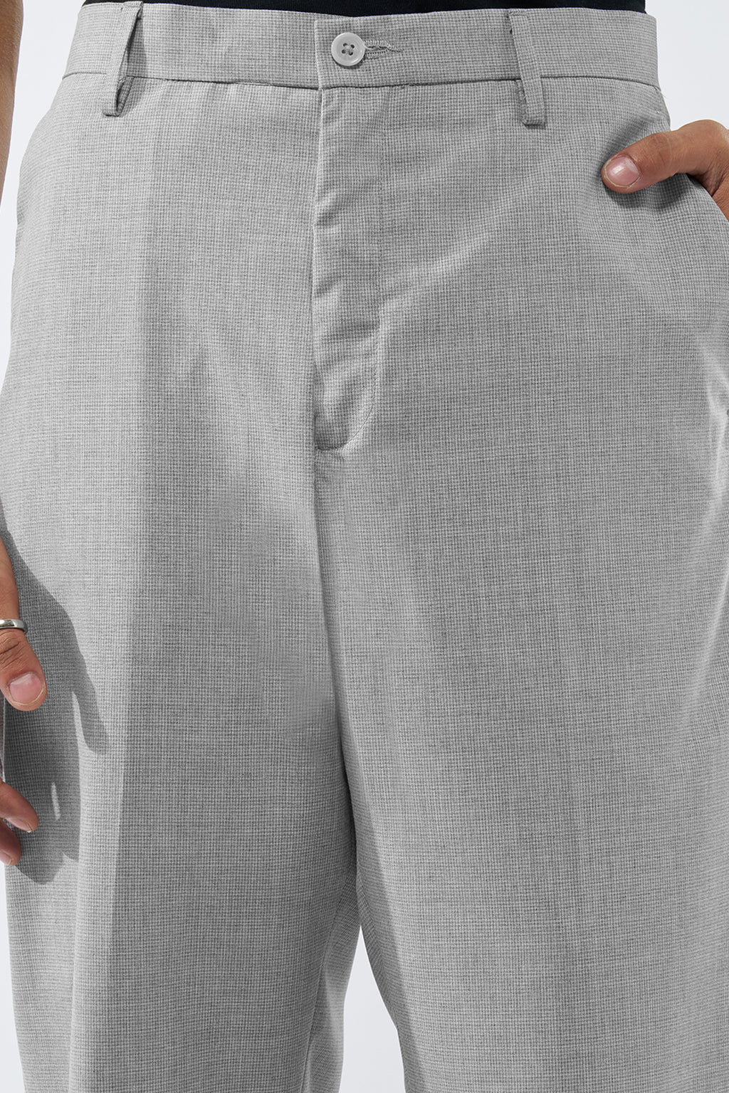Grey Melange Carrot Fit Trouser for Men - Image 3