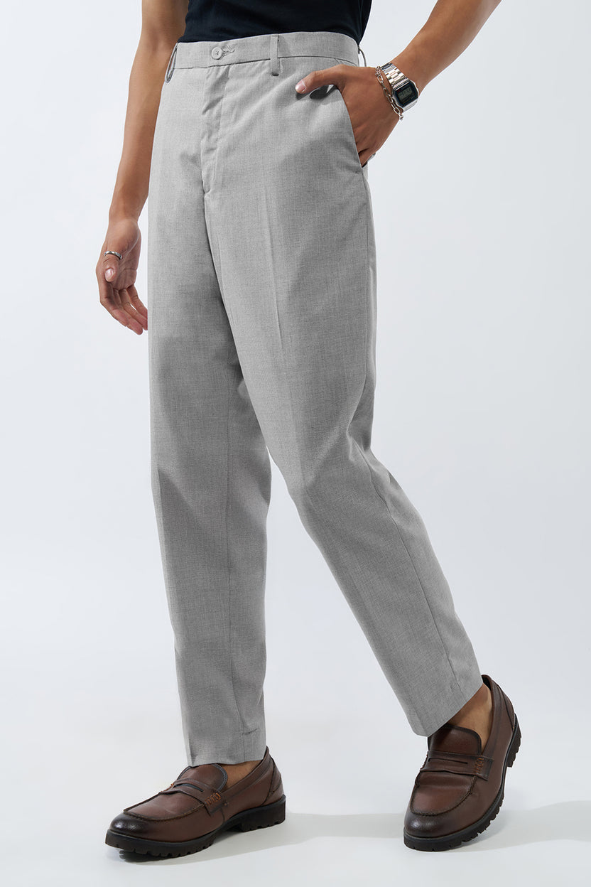 Grey Melange Carrot Fit Trouser for Men - Image 4