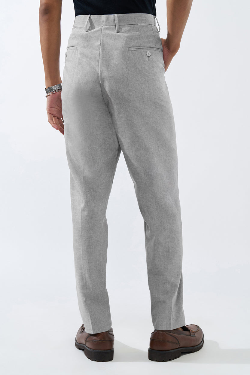 Grey Melange Carrot Fit Trouser for Men - Image 5