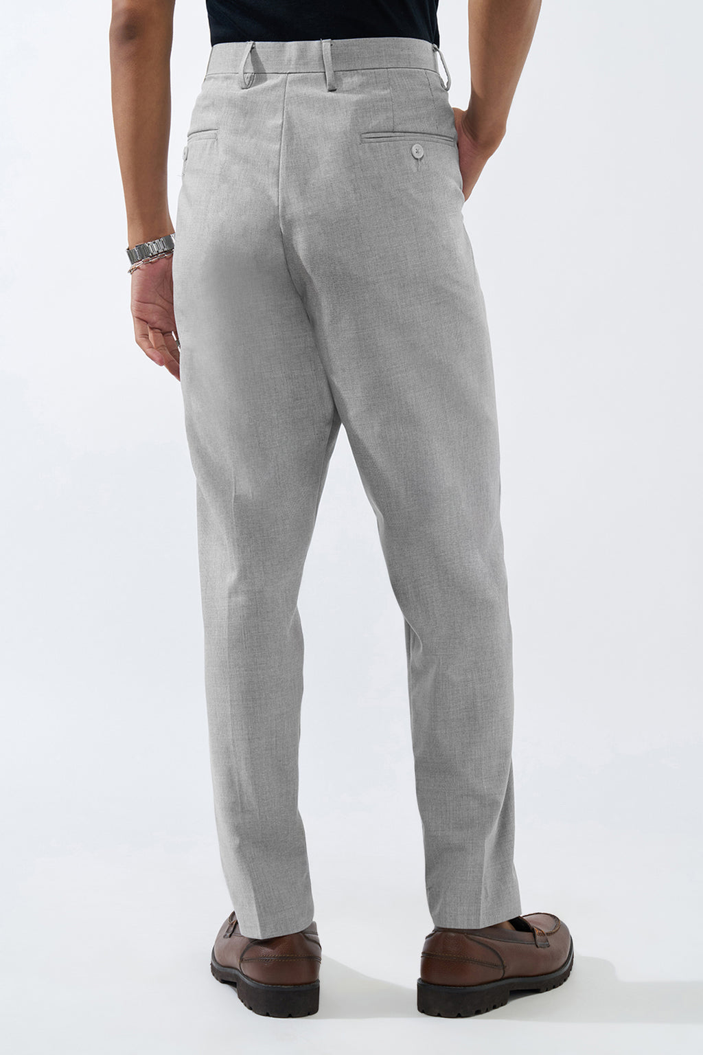 Grey Melange Carrot Fit Trouser for Men - Image 5