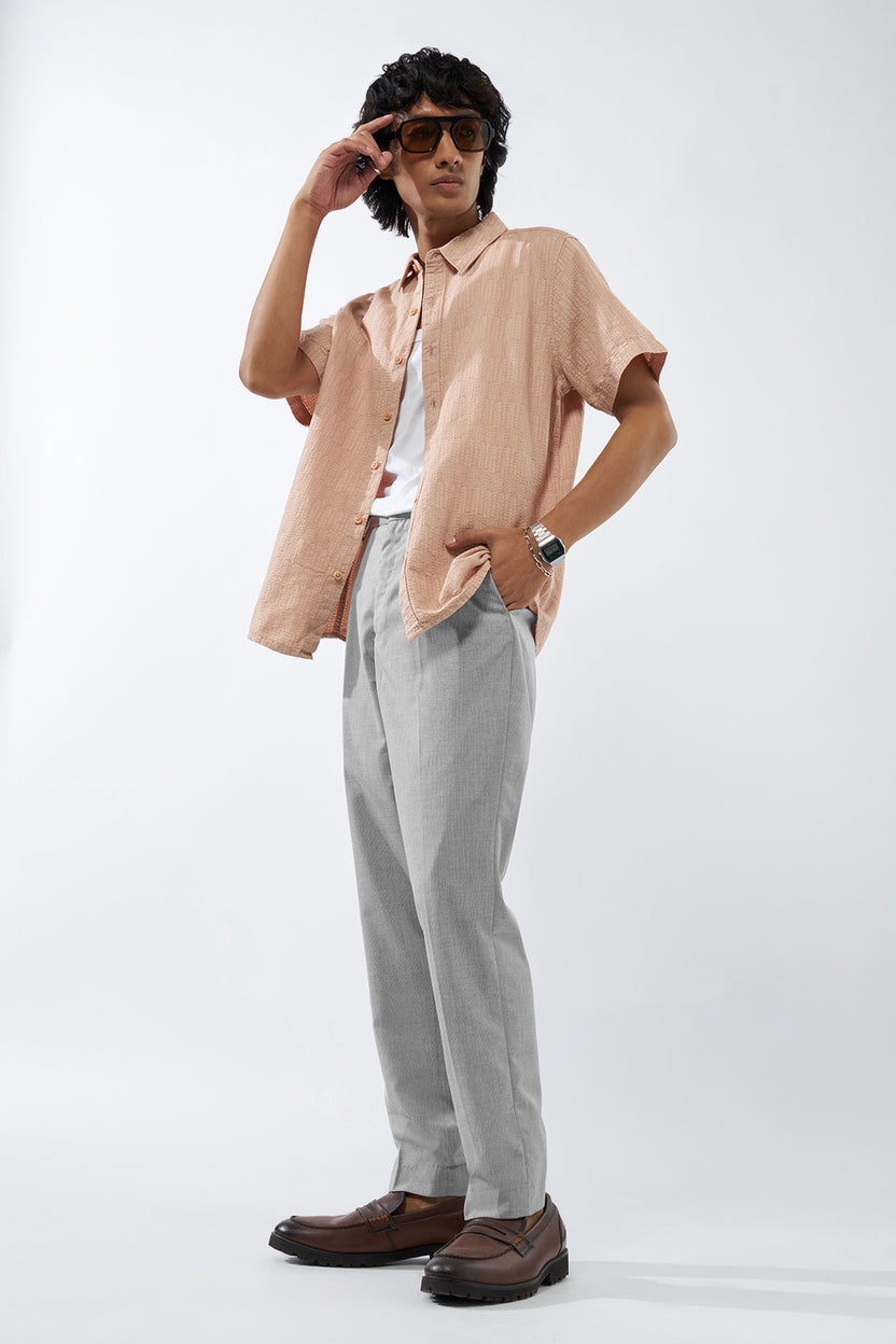 Grey Melange Carrot Fit Trouser for Men - Image 6