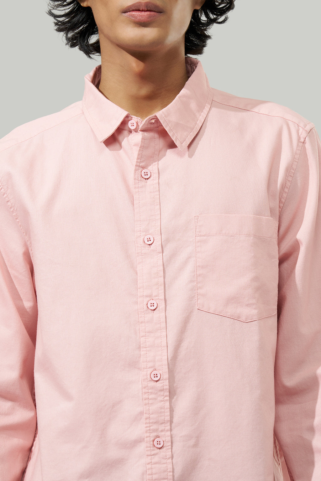Pink Solid Regular Fit Shirt for Men - Image 2