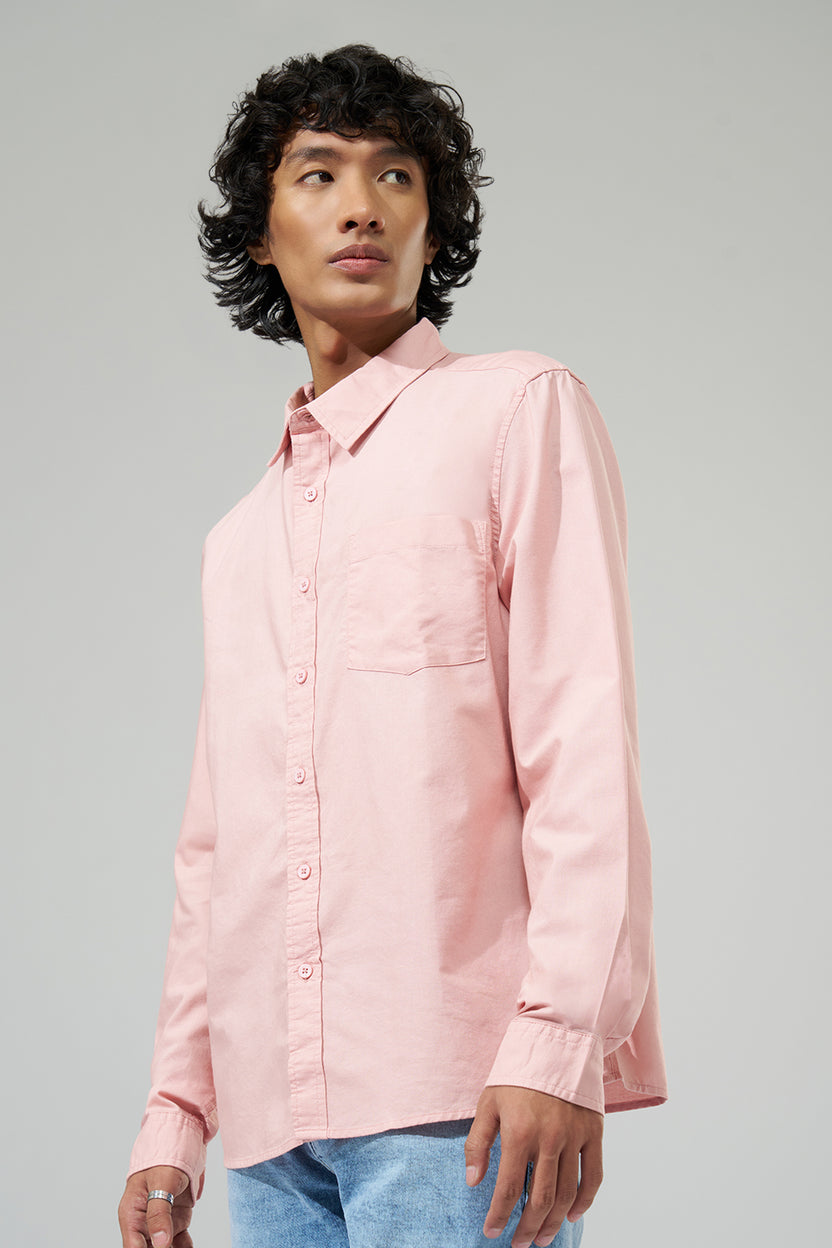 Pink Solid Regular Fit Shirt for Men - Image 4
