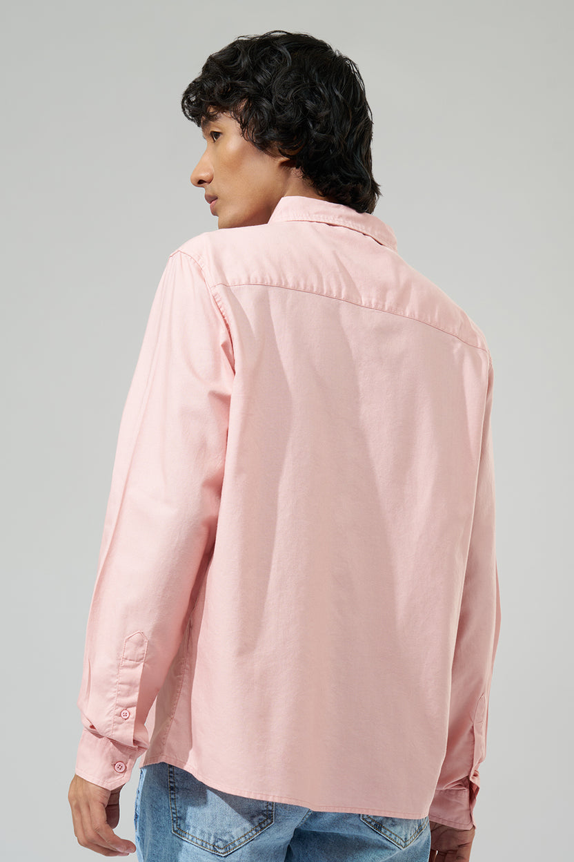 Pink Solid Regular Fit Shirt for Men - Image 5