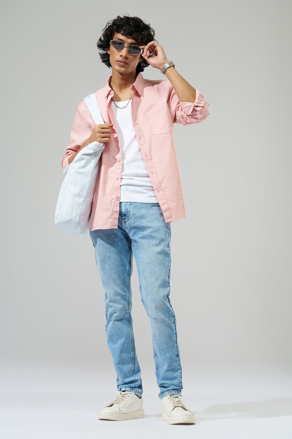 Pink Solid Regular Fit Shirt for Men - Image 6