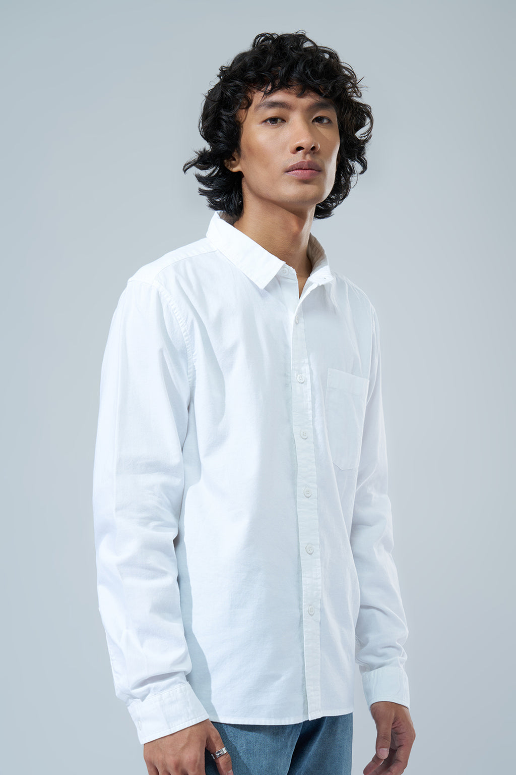 White Solid Regular Fit Shirt for Men - Image 4