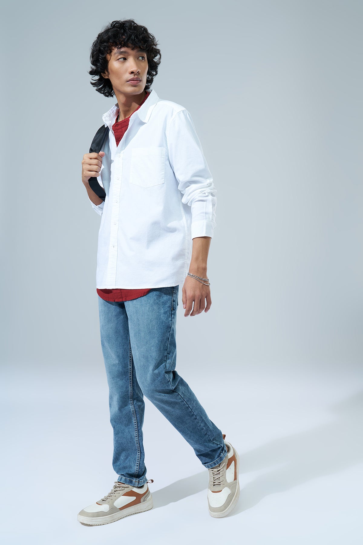 White Solid Regular Fit Shirt for Men - Image 6