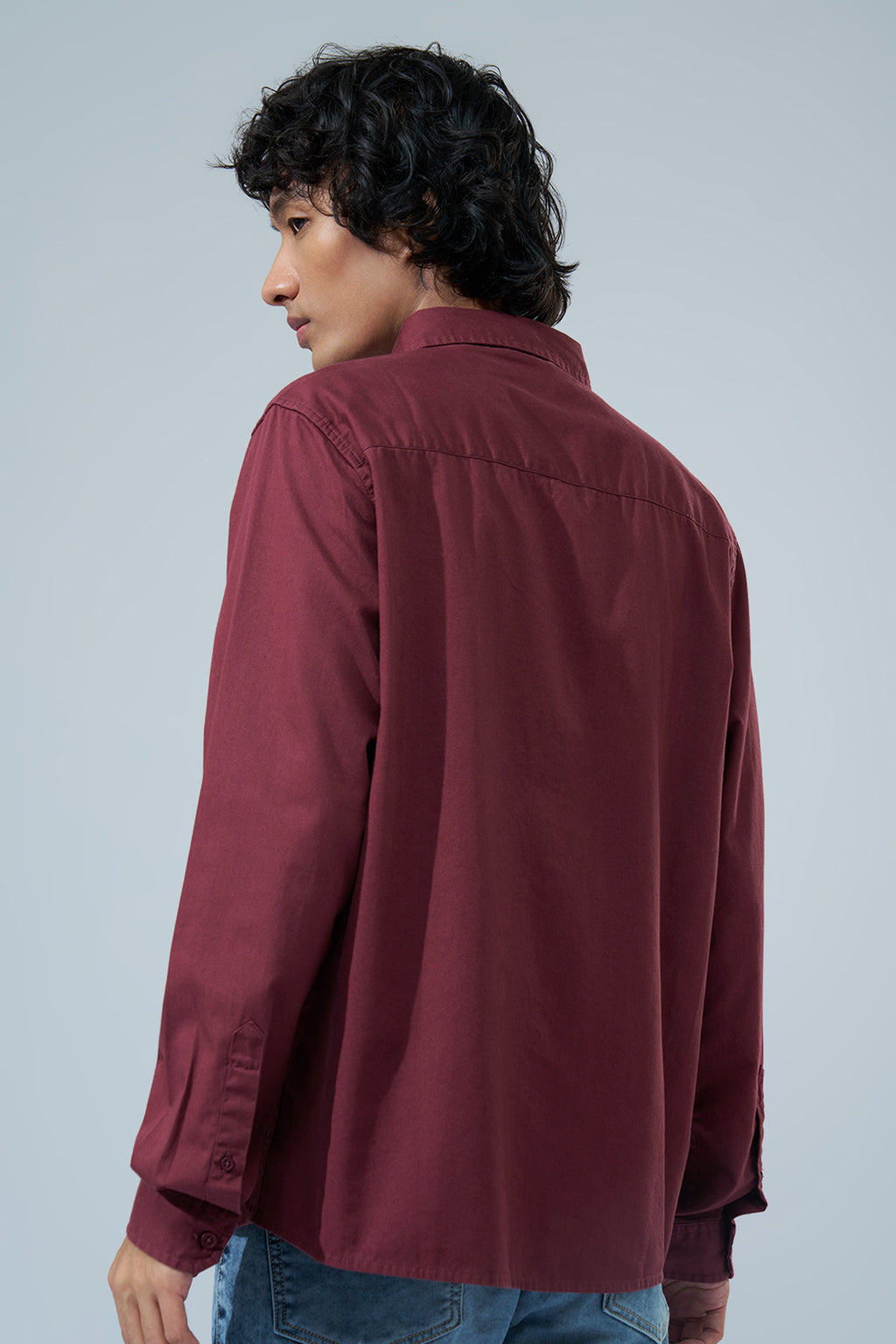 Maroon Solid Regular Fit Shirt for Men - Image 5