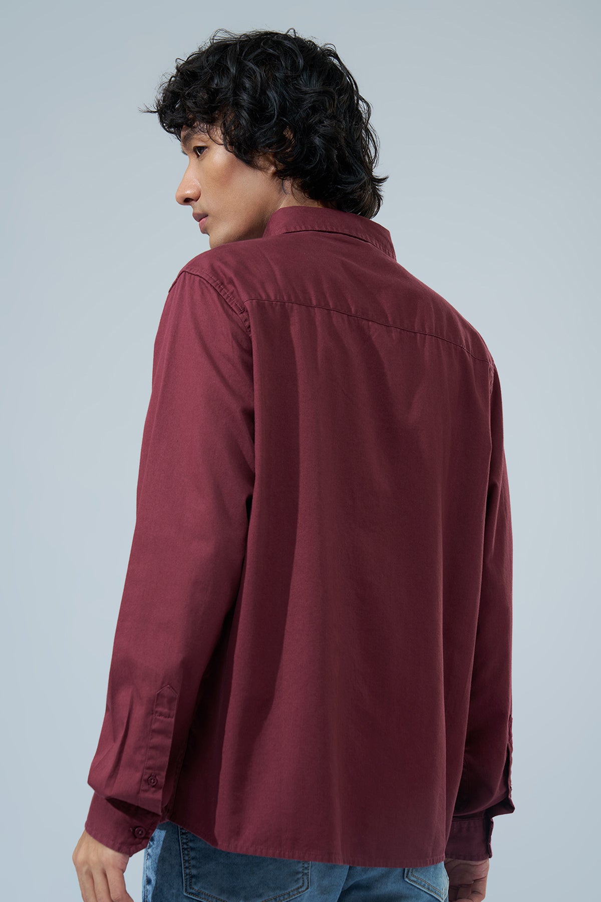 Maroon Solid Regular Fit Shirt for Men - Image 5