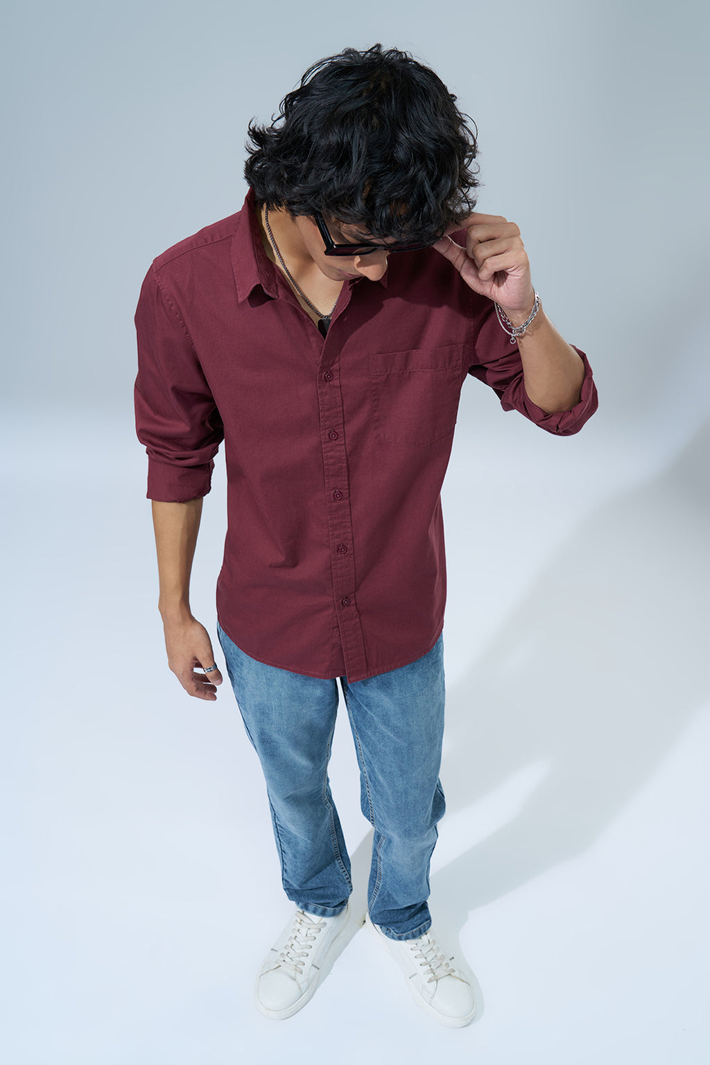 Maroon Solid Regular Fit Shirt for Men - Image 6