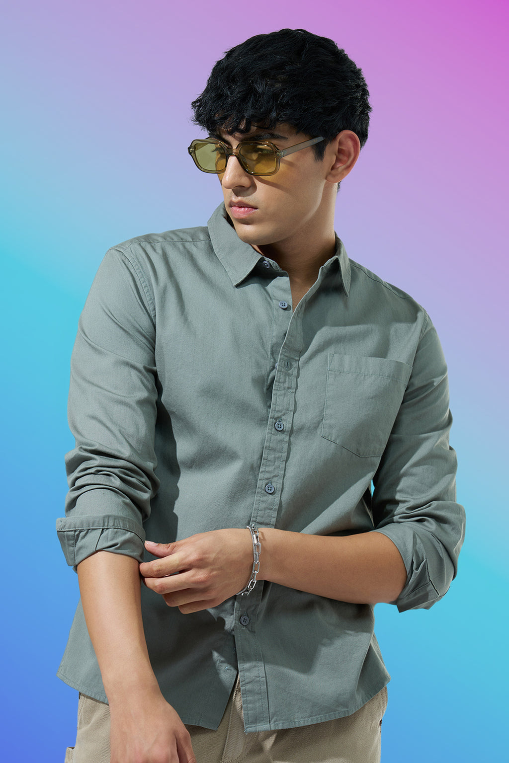 Olive Regular Fit Formal Shirt for Men - Image 1