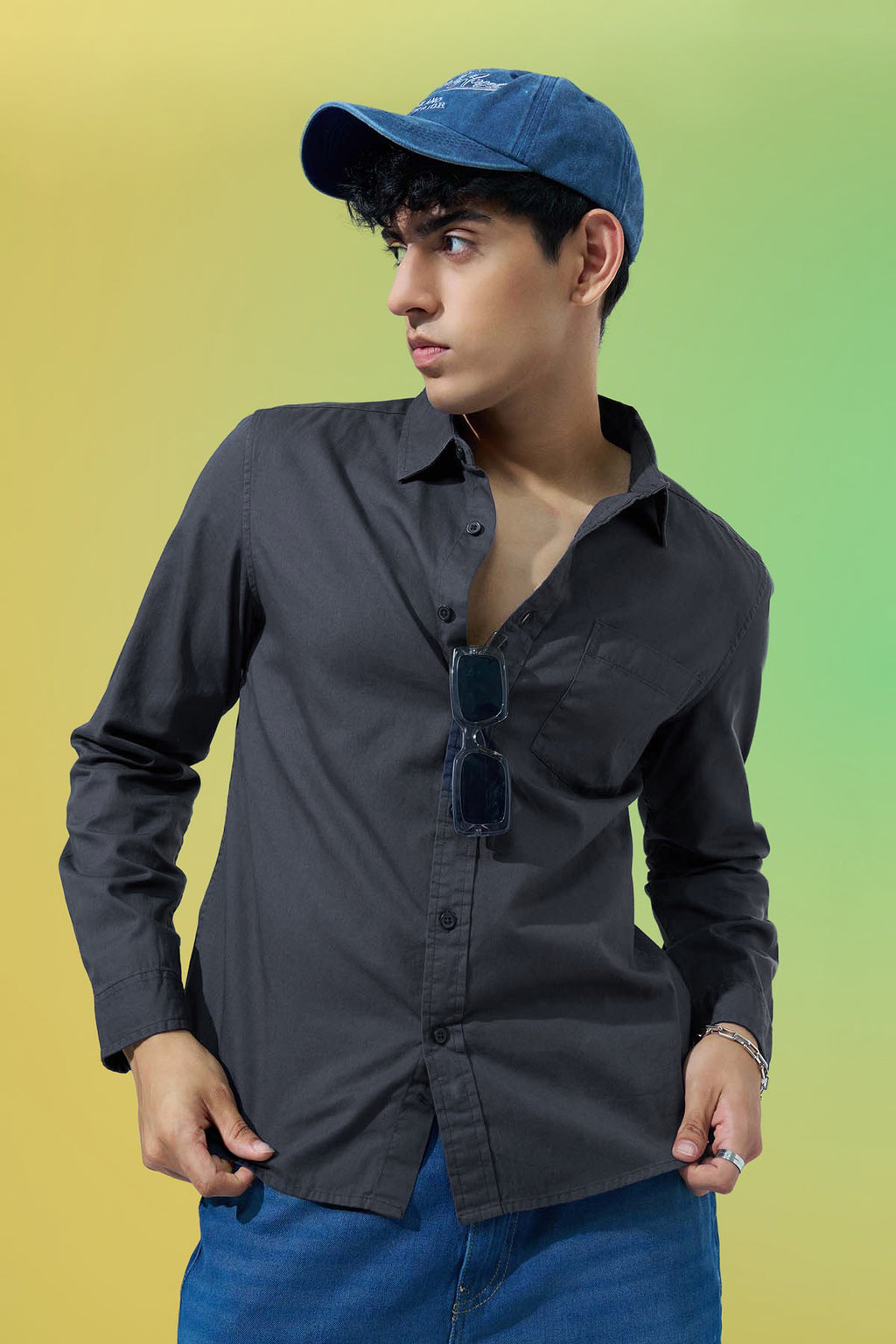 Grey Regular Fit Formal Shirt for Men - Image 1