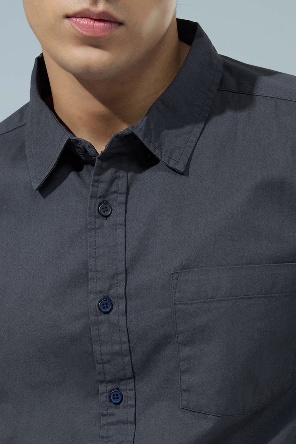 Grey Regular Fit Formal Shirt for Men - Image 3