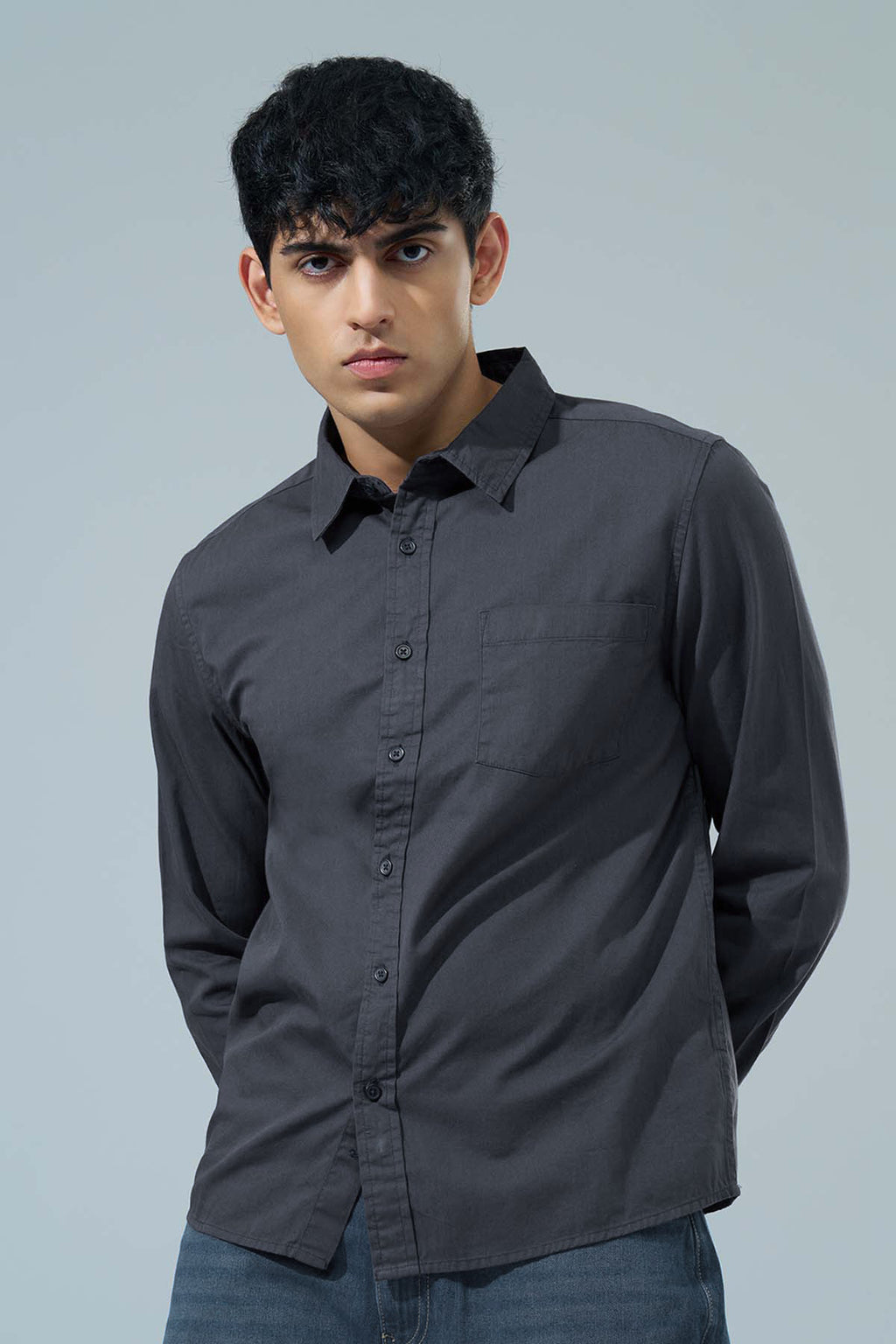 Grey Regular Fit Formal Shirt for Men - Image 2