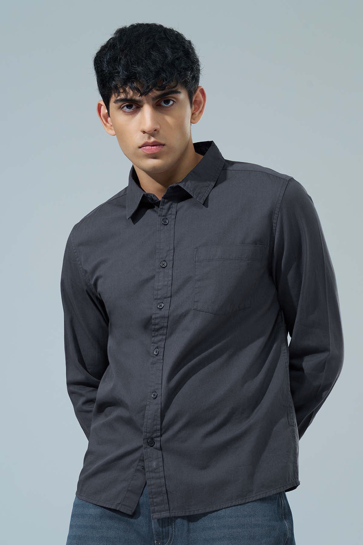 Grey Regular Fit Formal Shirt for Men - Image 2
