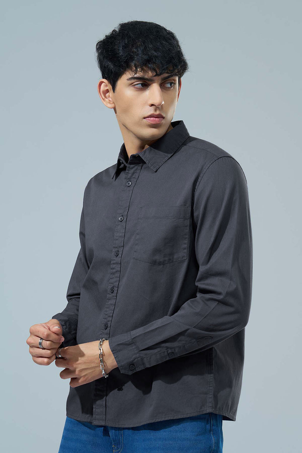 Grey Regular Fit Formal Shirt for Men - Image 4