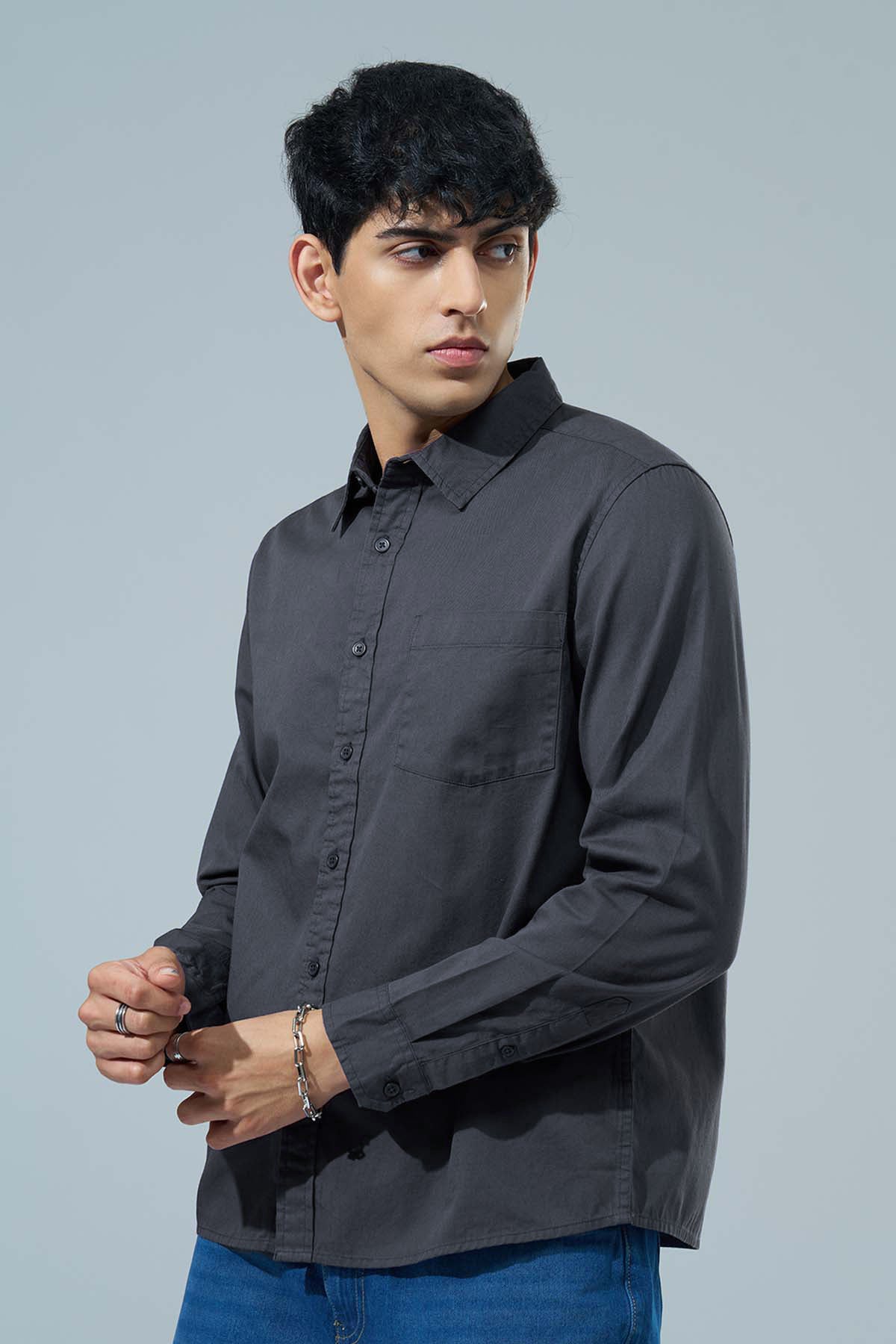 Grey Regular Fit Formal Shirt for Men - Image 4