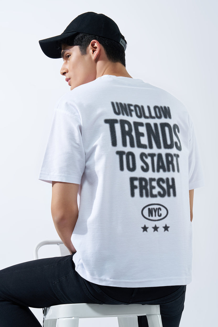 White Typographic T-Shirt for Men - Image 1