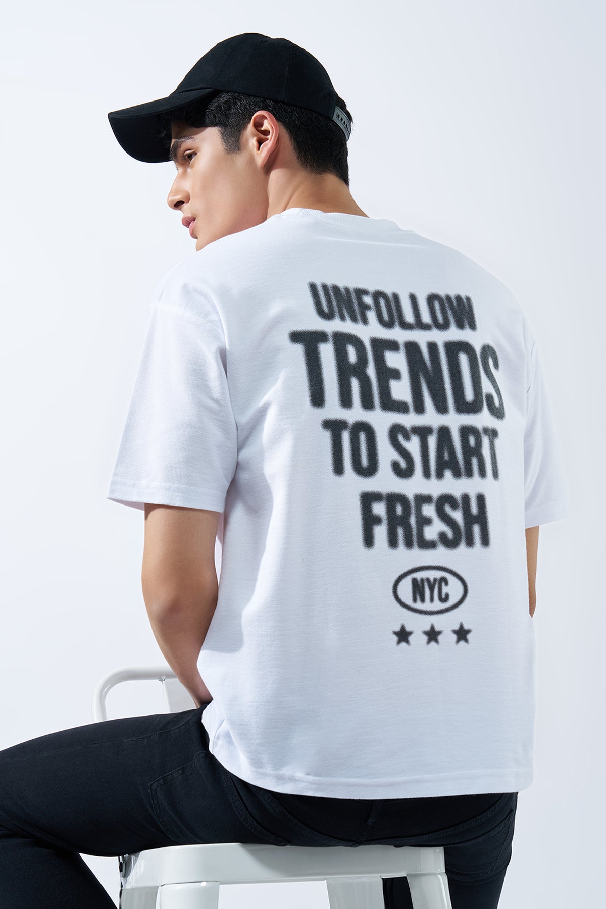 White Typographic T-Shirt for Men - Image 1