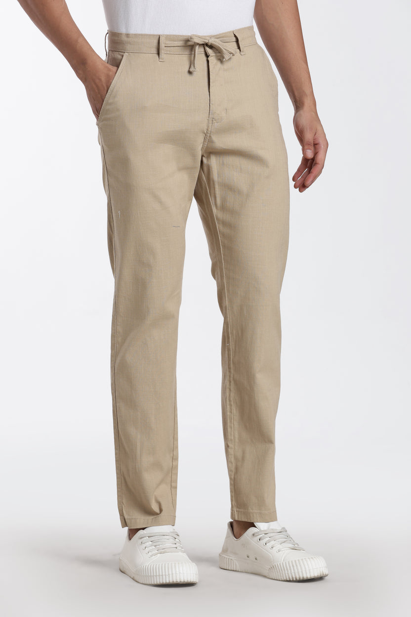 Beige Regular Fit Trouser For Men - Image 4