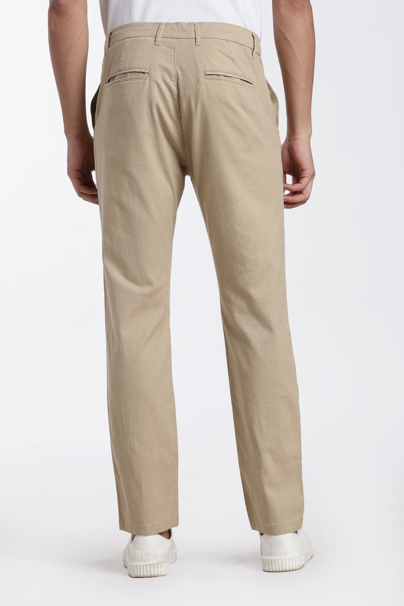 Beige Regular Fit Trouser For Men - Image 5