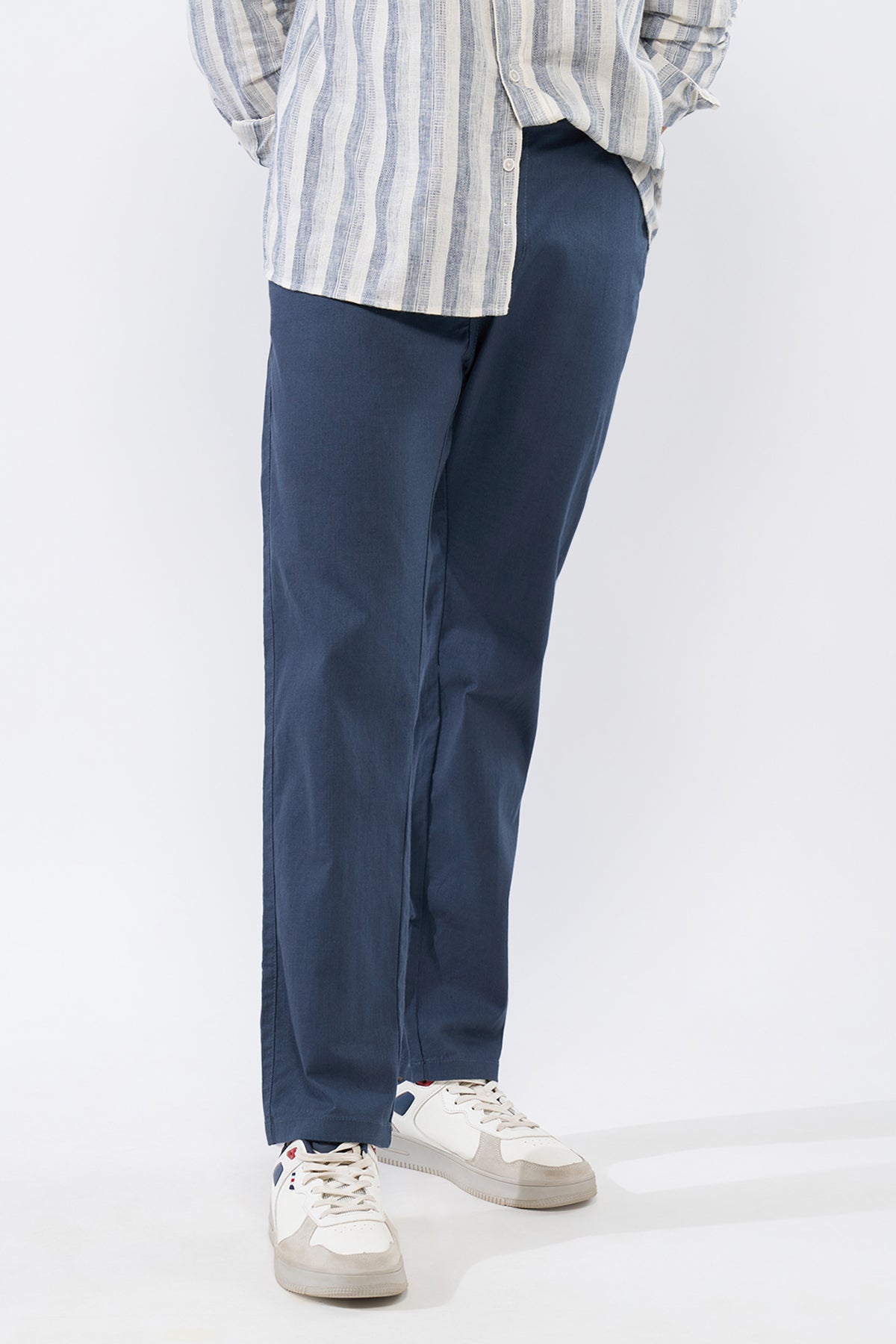 Blue Solid Regular Fit Trouser for Men - Image 1