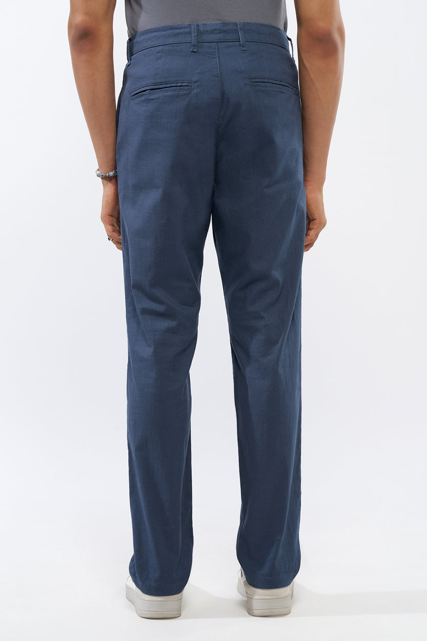 Blue Solid Regular Fit Trouser For Men - Image 5