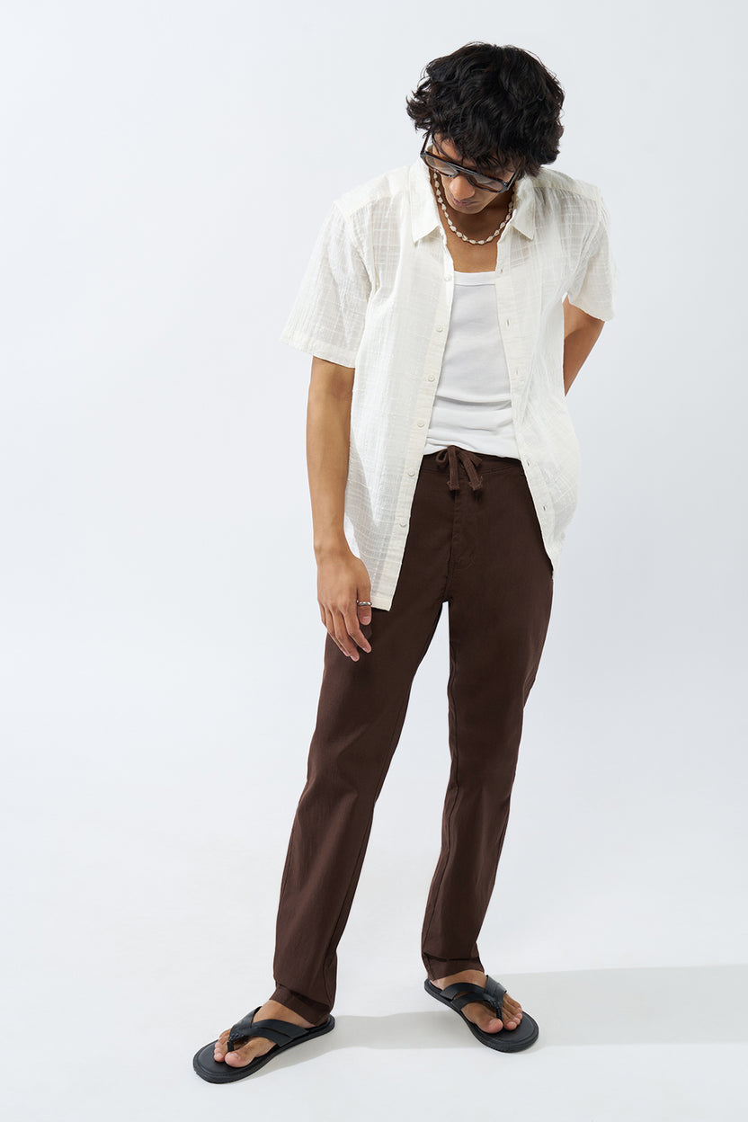 Brown Solid Regular Fit Trouser For Men - Image 6