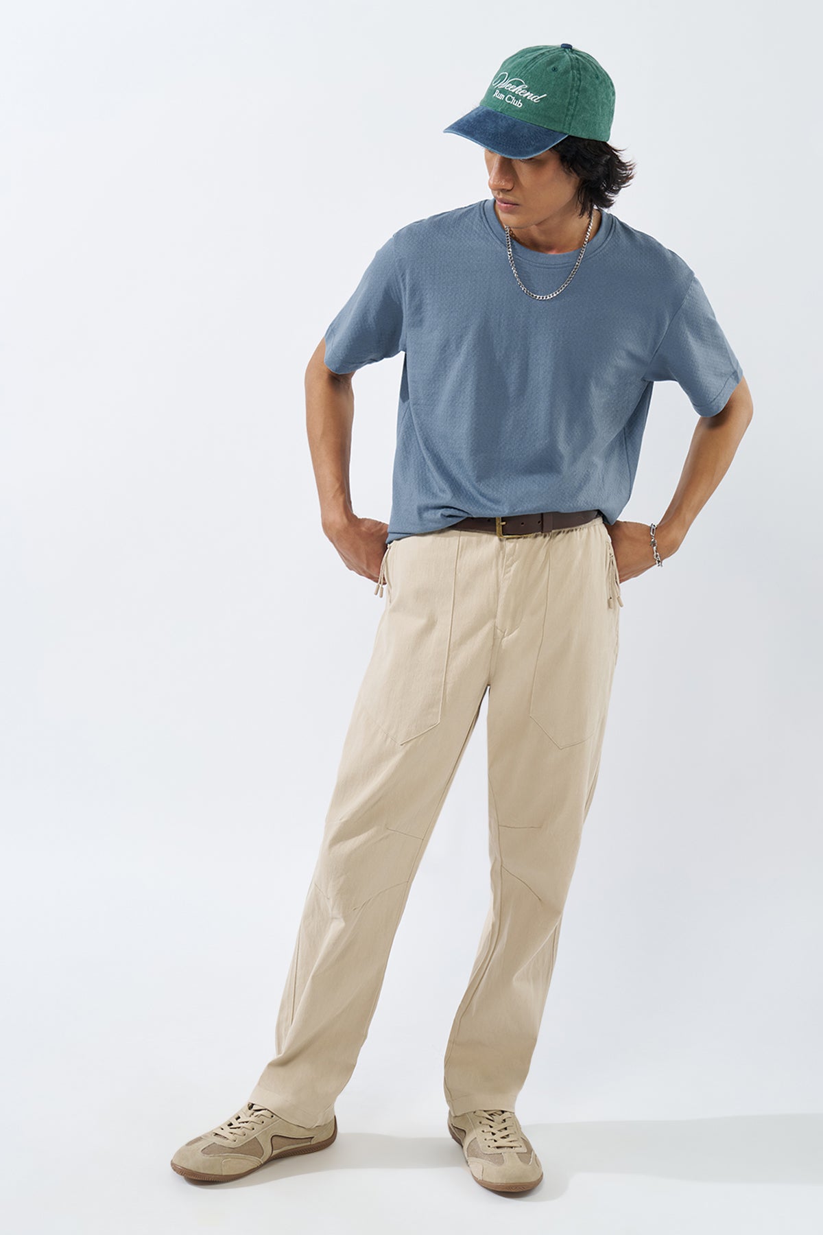 Blue Solid Regular Fit T-Shirt for Men - Image 6