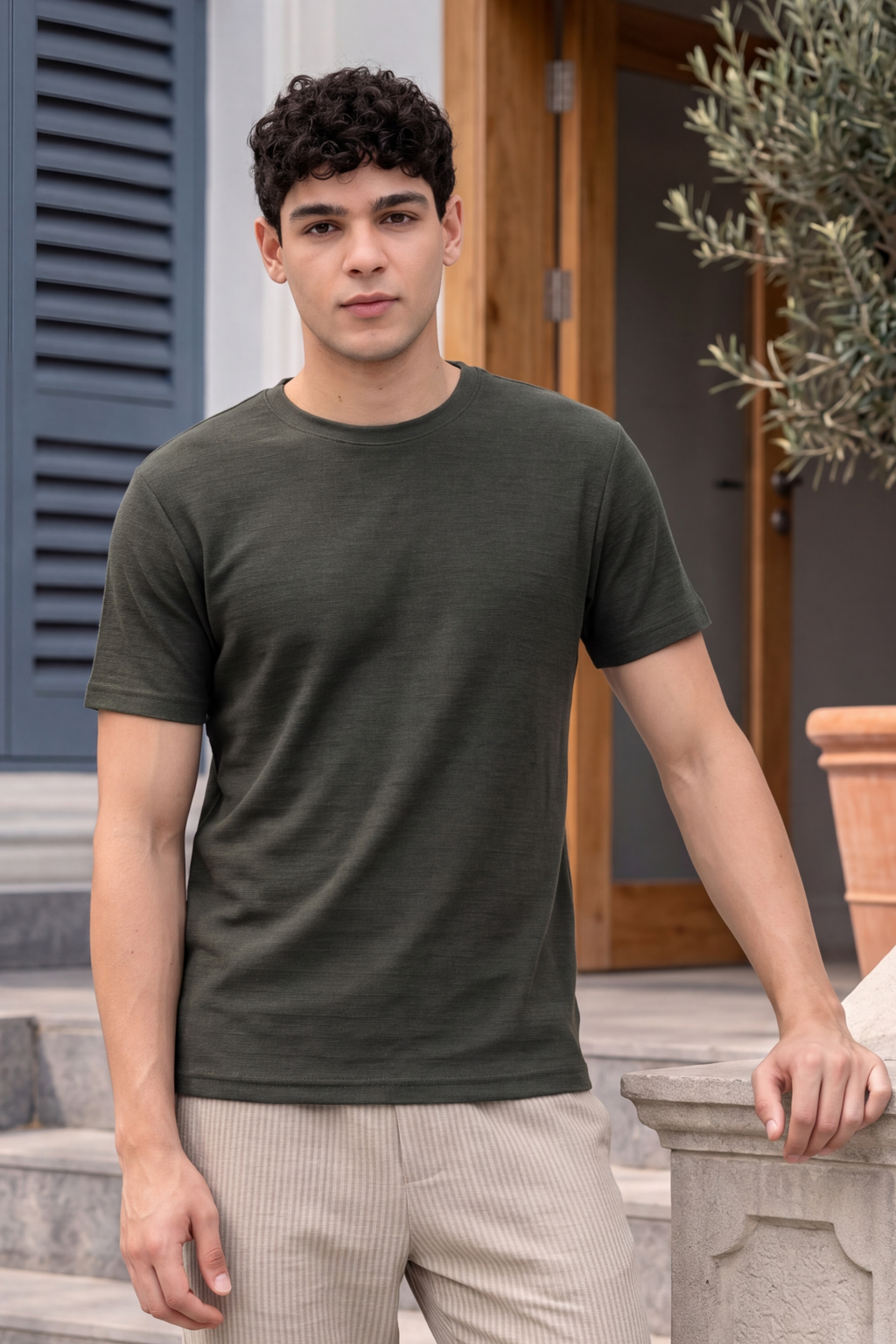 Olive Regular Fit T-Shirt for Men - Image 1