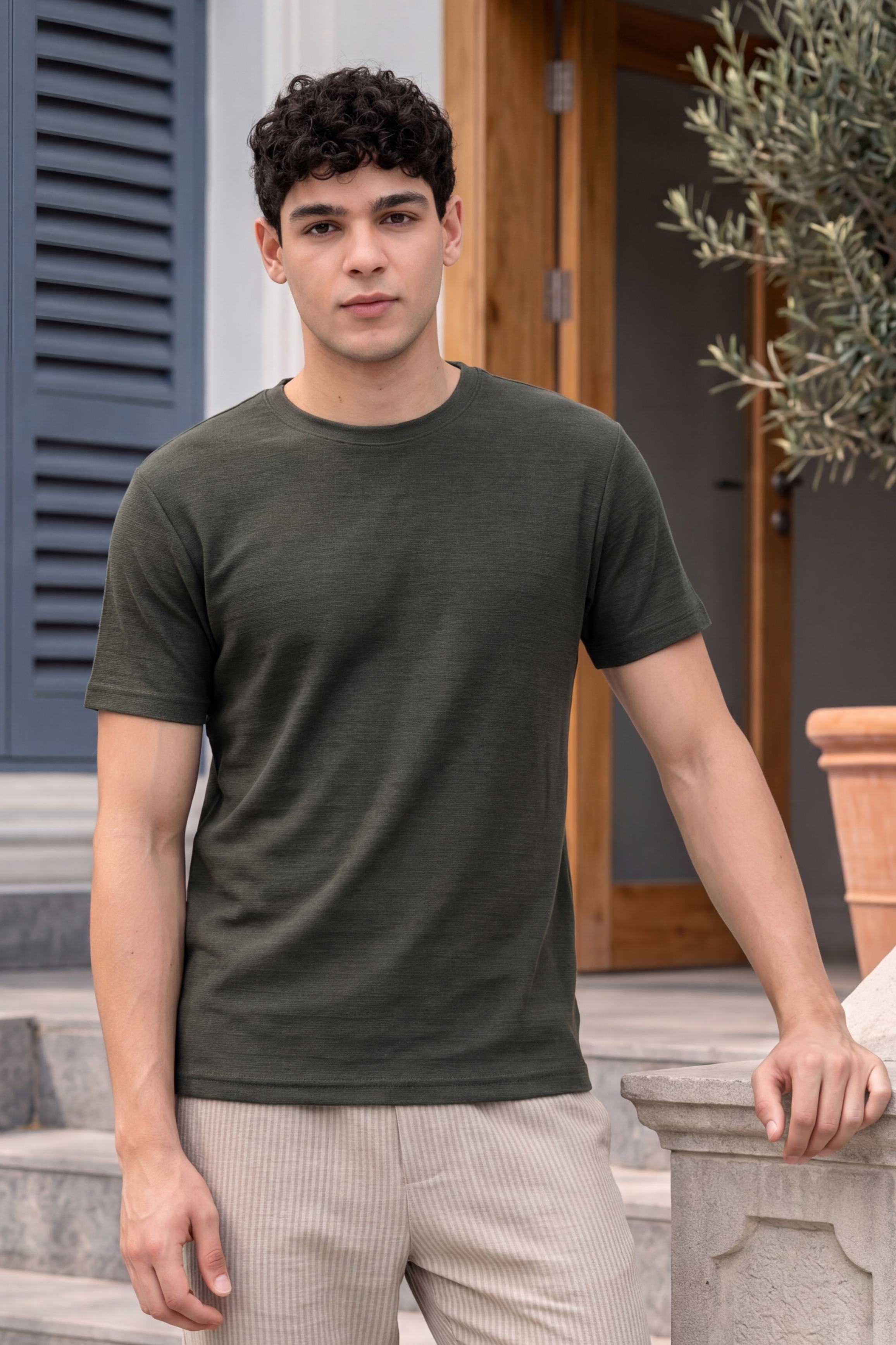 Olive Regular Fit T-Shirt for Men - Image 1