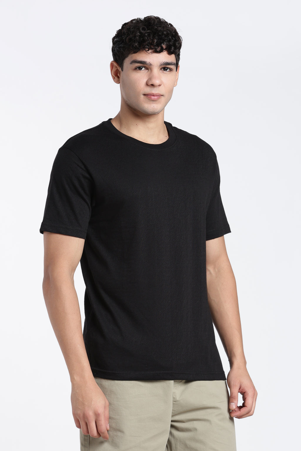 Black Solid Regular Fit T-Shirt for Men - Image 4