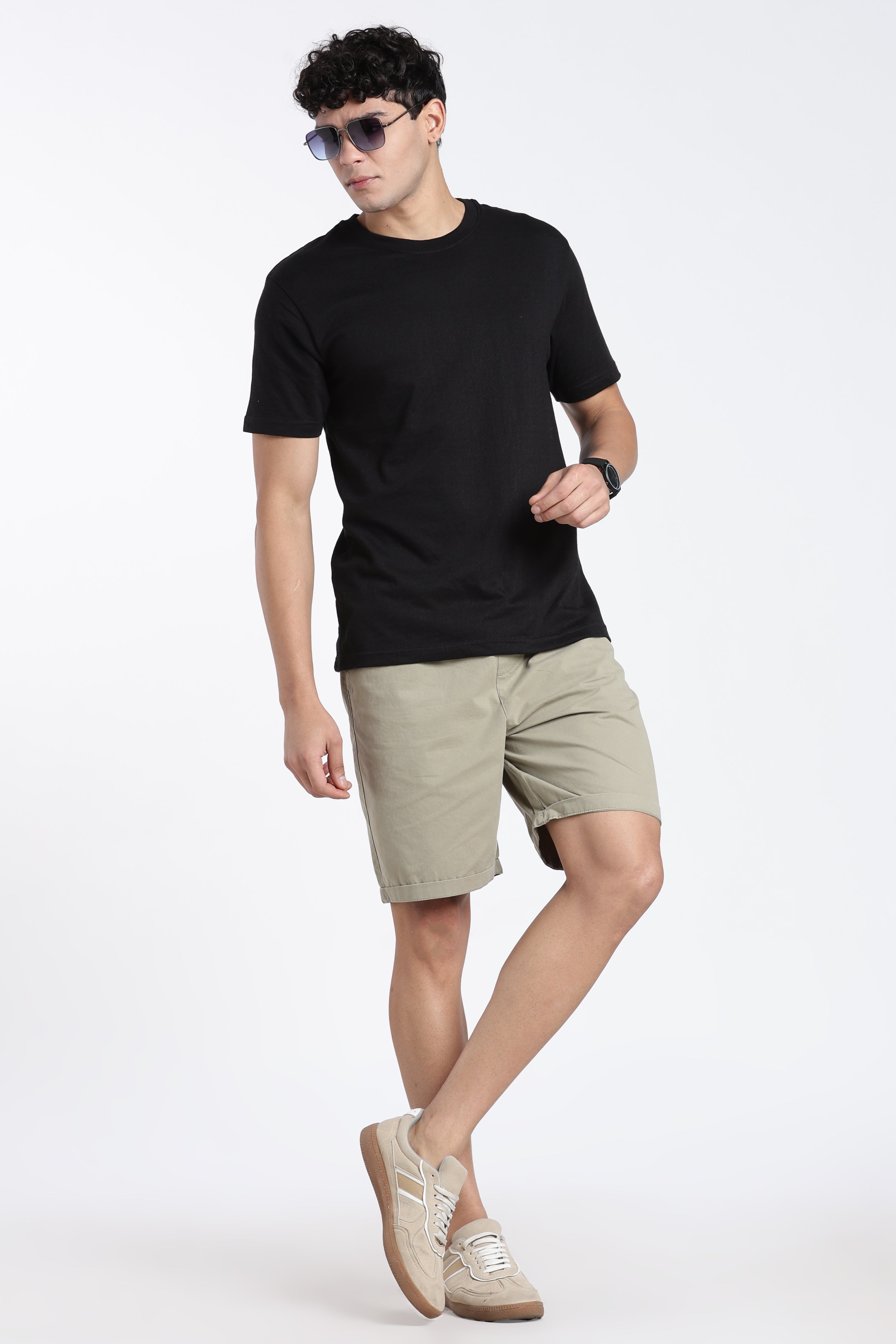 Black Solid Regular Fit T-Shirt for Men - Image 6