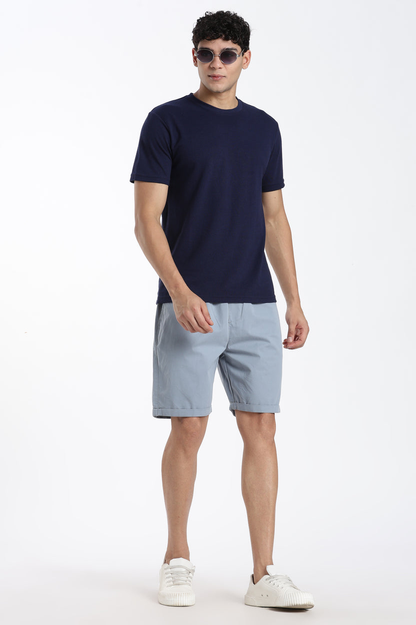 Navy Textured Regular Fit T-Shirt for Men - Image 6