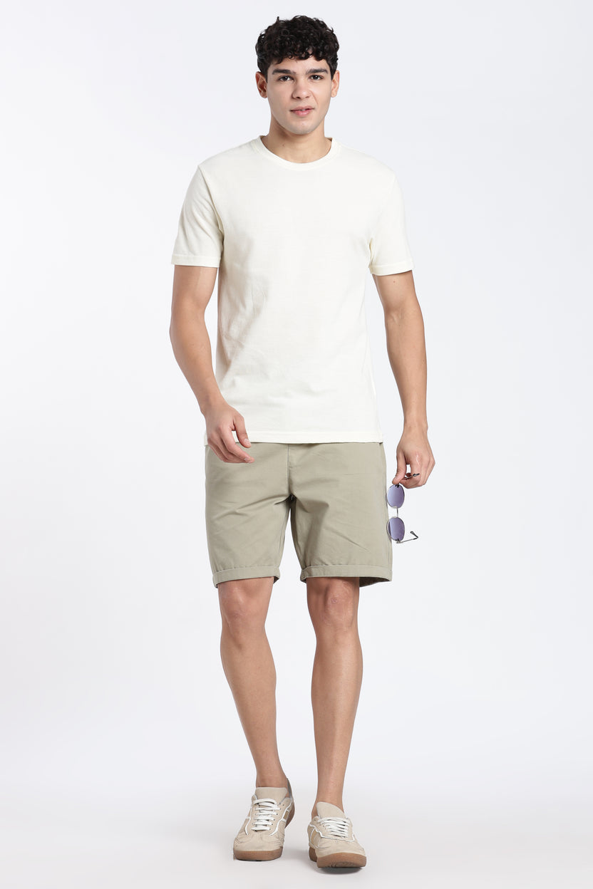 Off White Textured Regular Fit T-Shirt for Men - Image 6