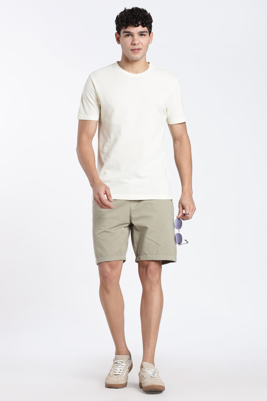 Off White Textured Regular Fit T-Shirt for Men - Image 6