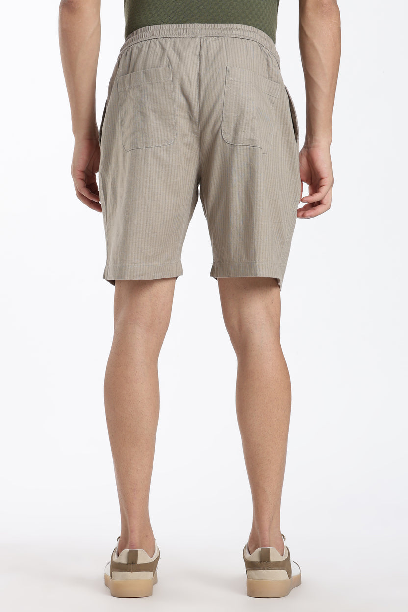 Olive Textured Regular Fit Shorts For Men - Image 5