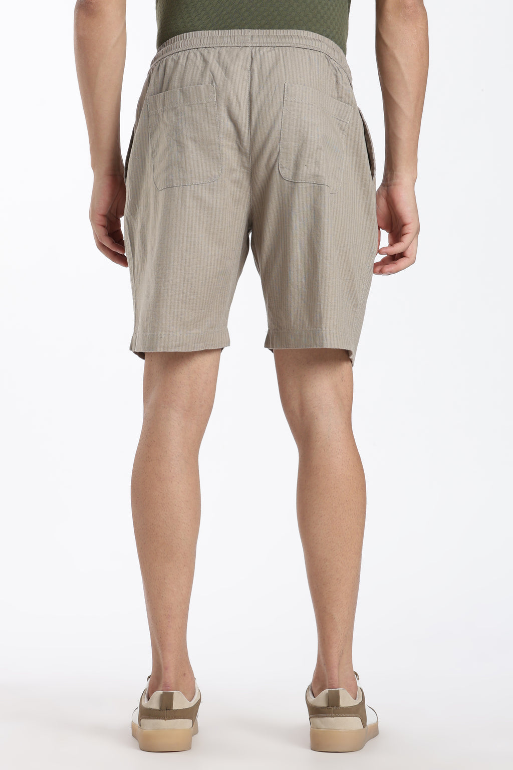 Olive Textured Regular Fit Shorts for Men - Image 5