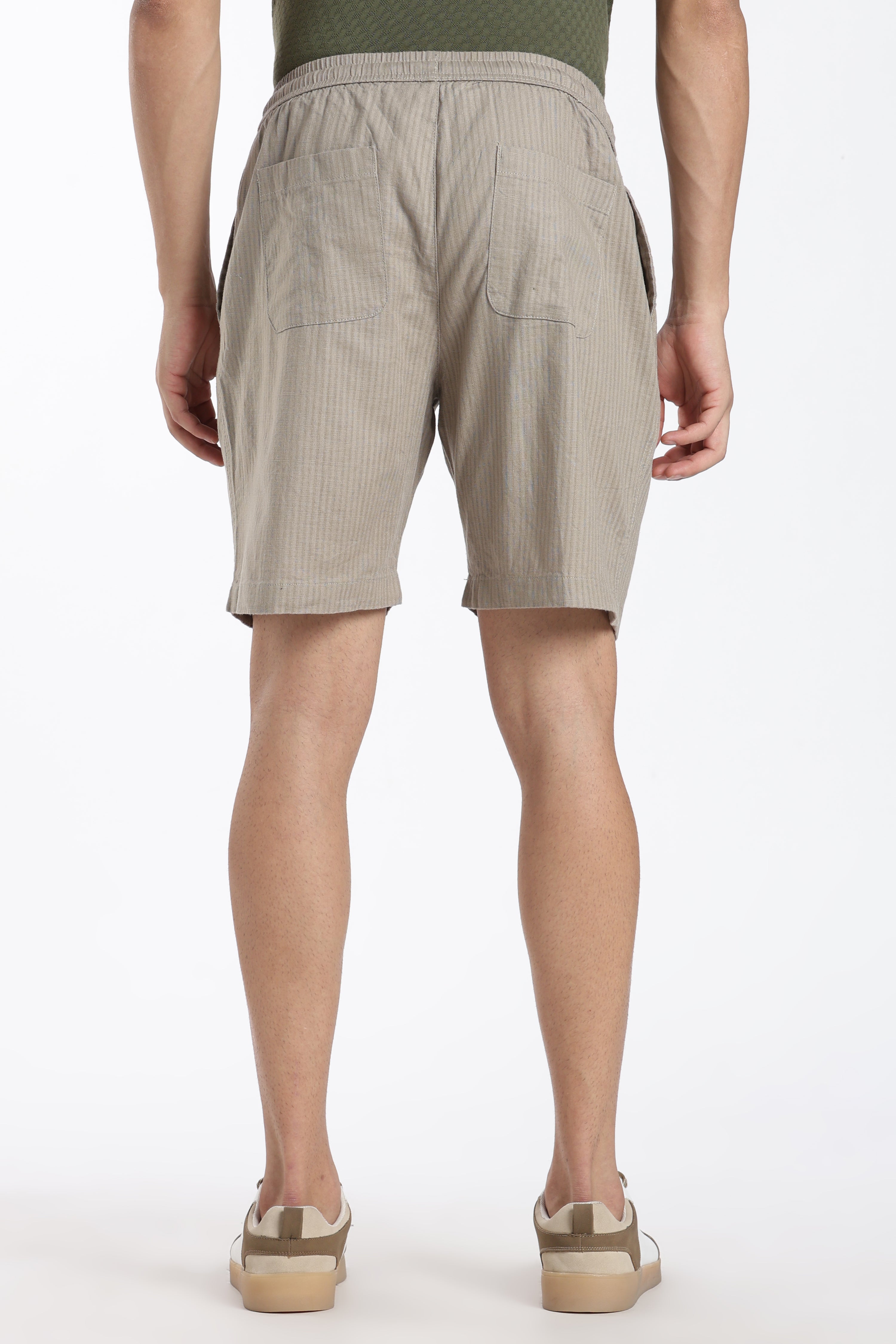 Olive Textured Regular Fit Shorts for Men - Image 5