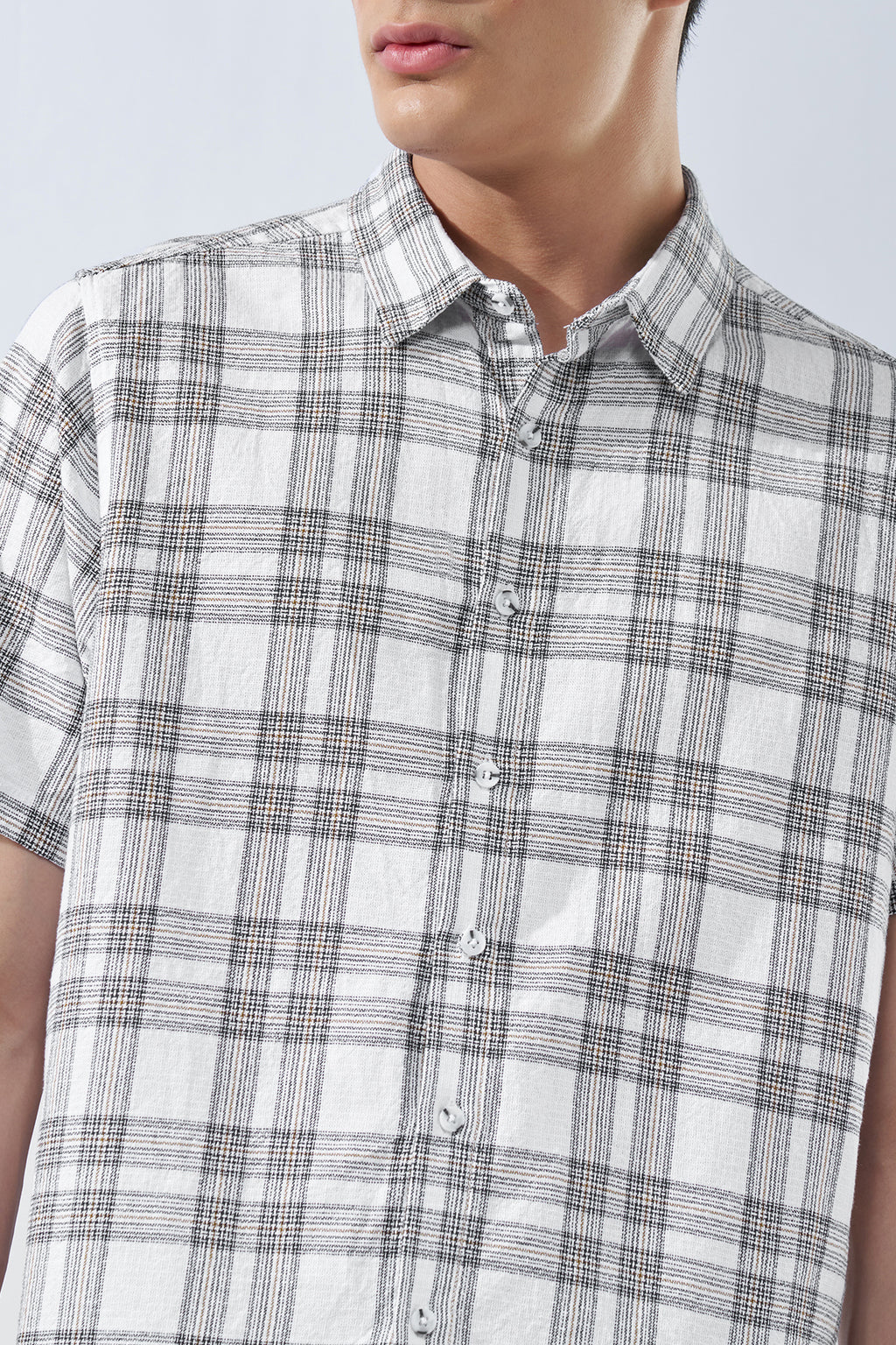 White Checked Dobby Shirt for Men - Image 3