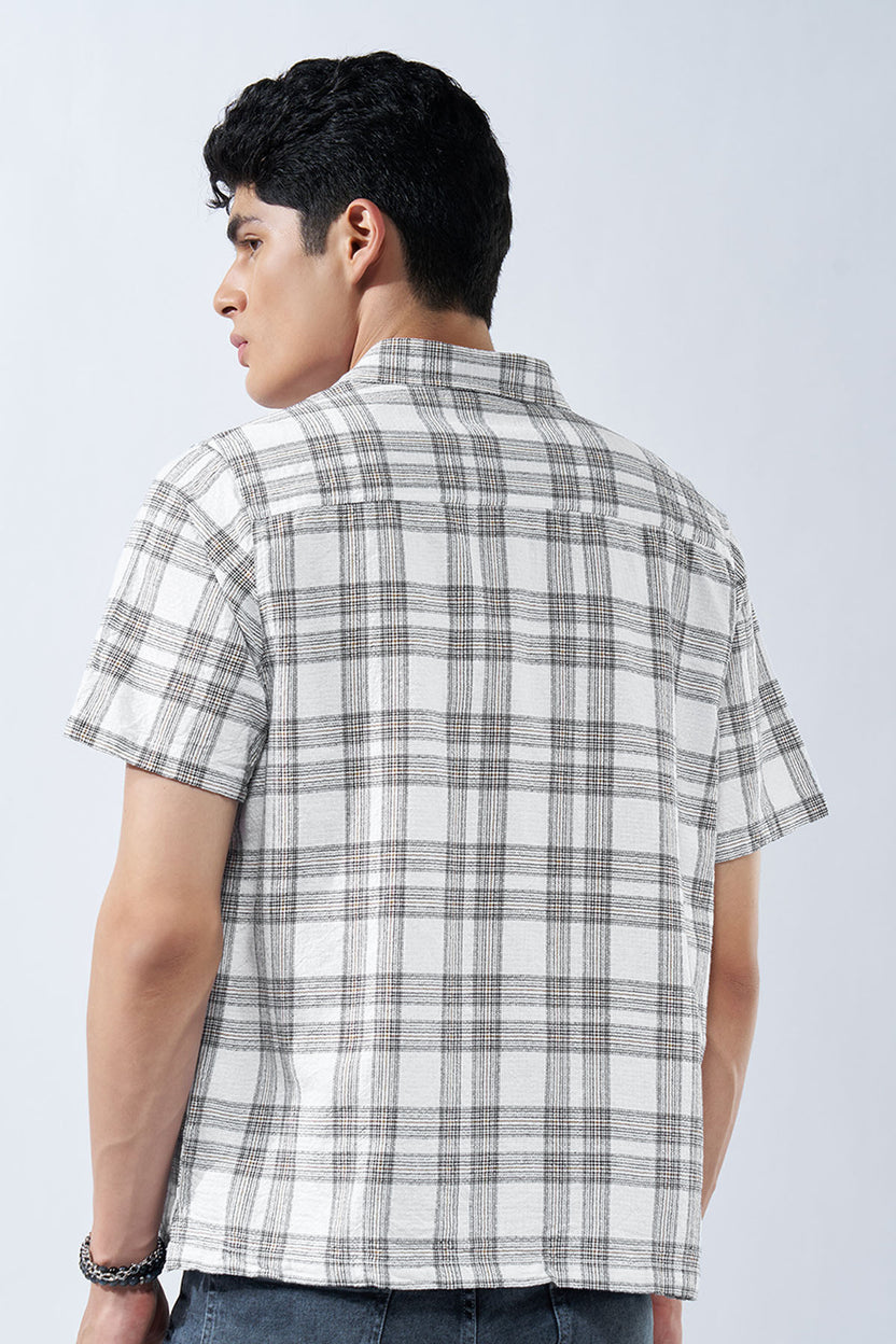White Checked Dobby Shirt for Men - Image 5
