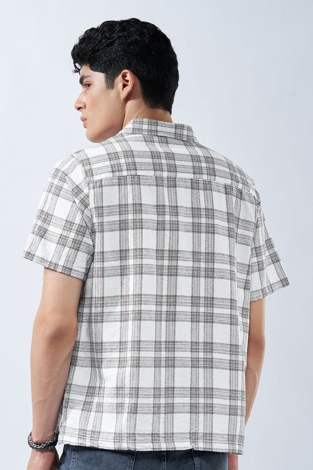White Checked Dobby Shirt for Men - Image 5