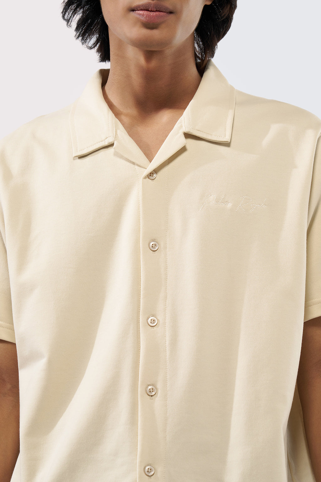 Beige Solid Regular Fit Shirt for Men - Image 3