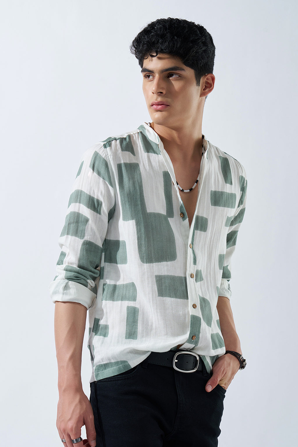 White Printed Shirt for Men - Image 1