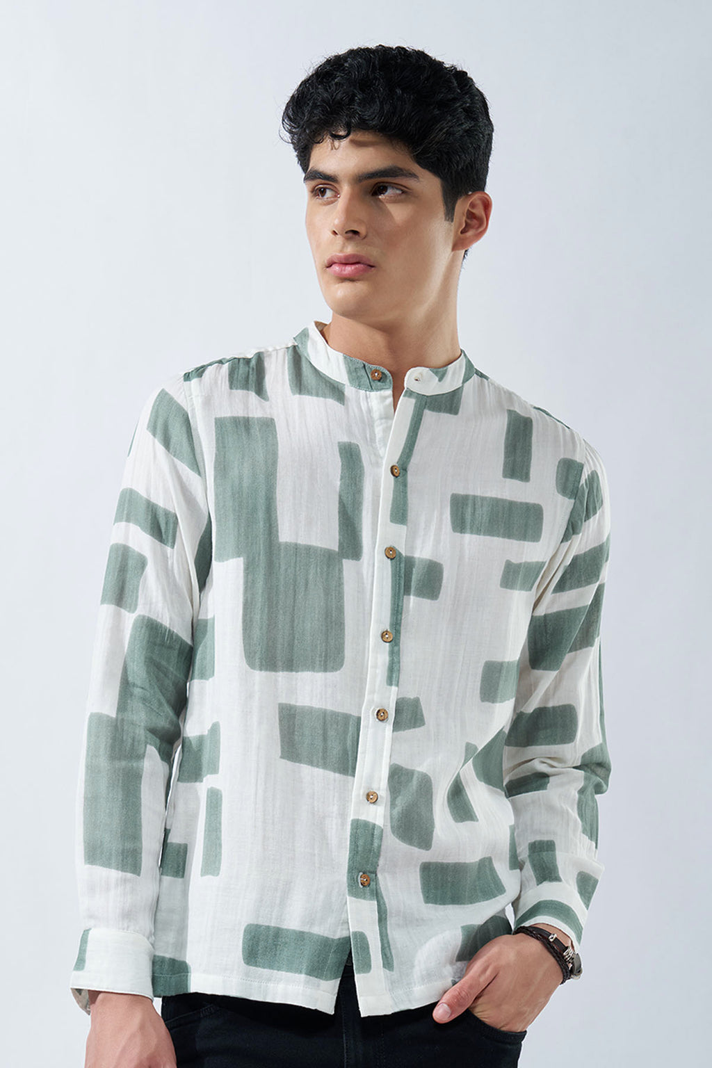 White Printed Shirt for Men - Image 2