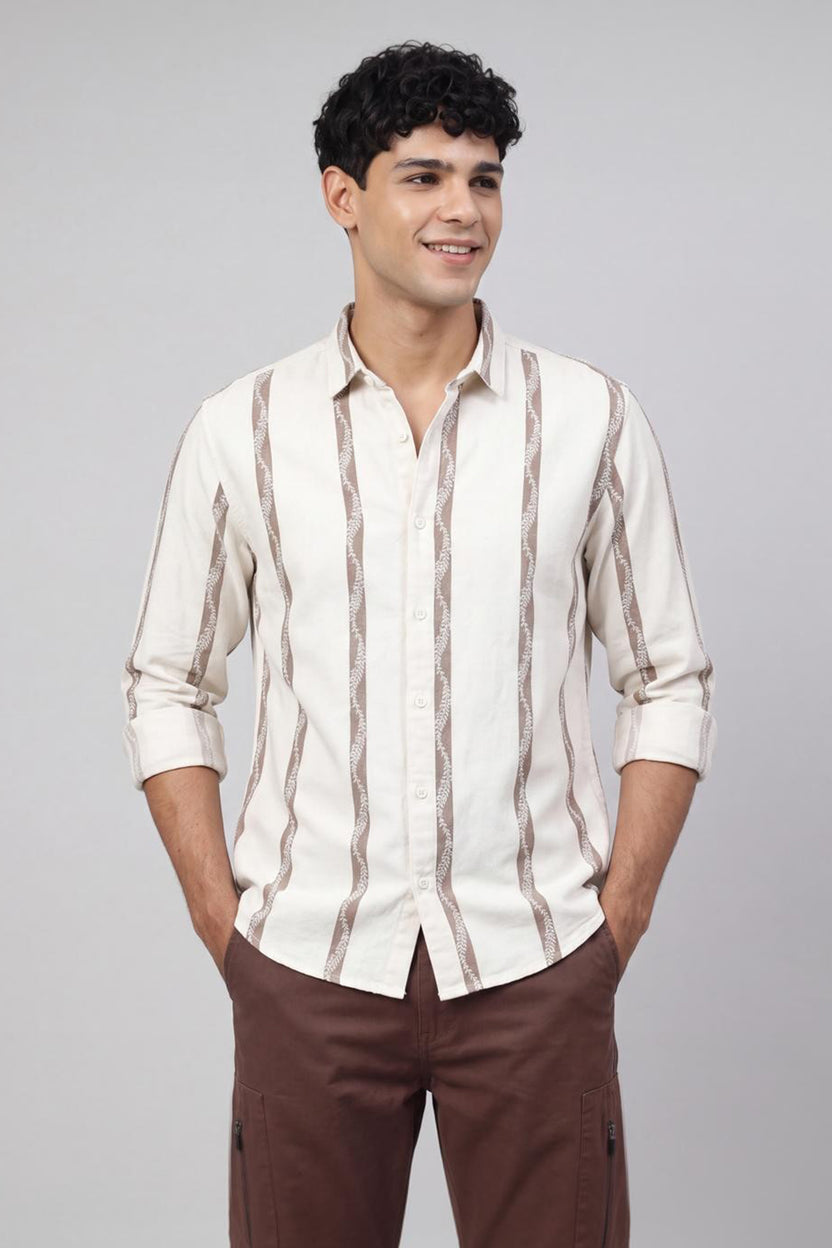 White Roll Up Sleeves Regular Fit Shirt for Men - Image 2