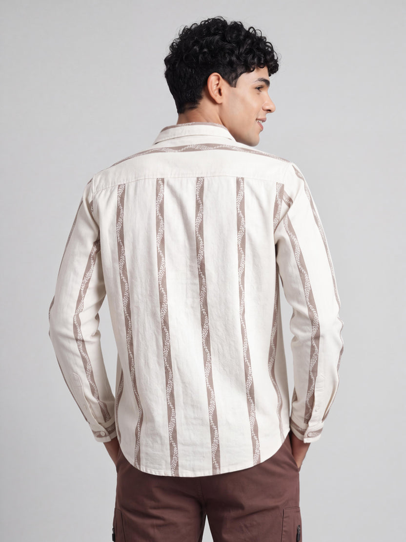 White Roll Up Sleeves Regular Fit Shirt for Men - Image 4