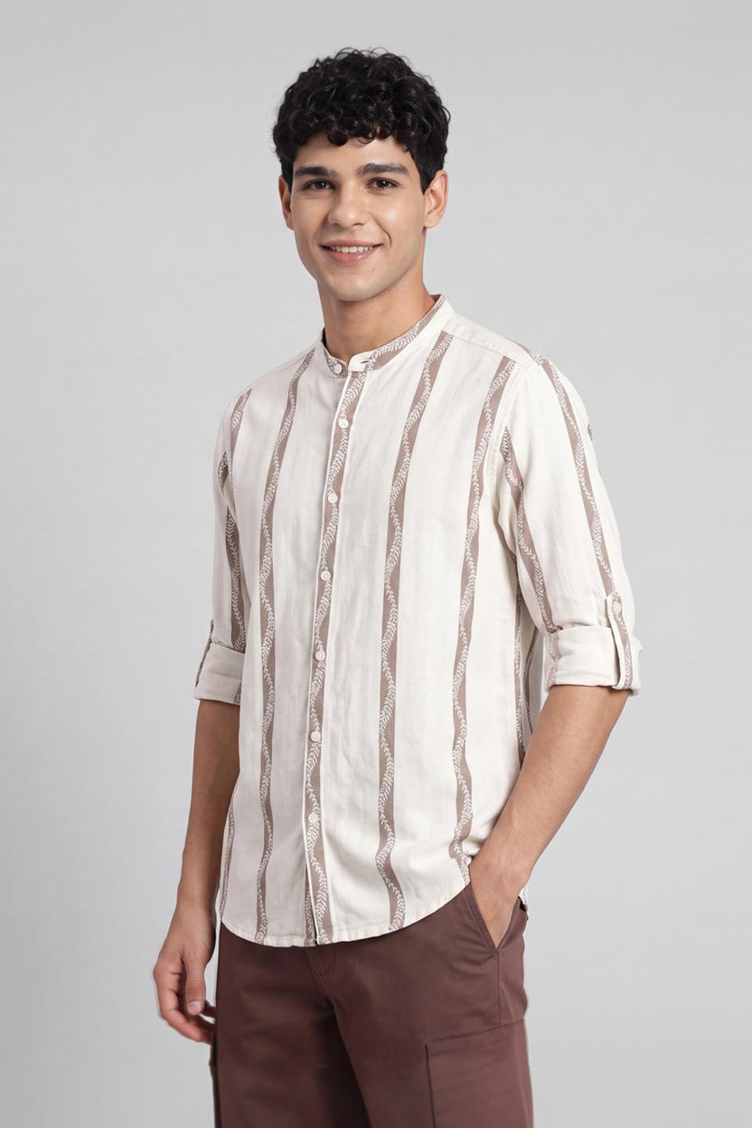 White Roll Up Sleeves Regular Fit Shirt for Men - Image 5